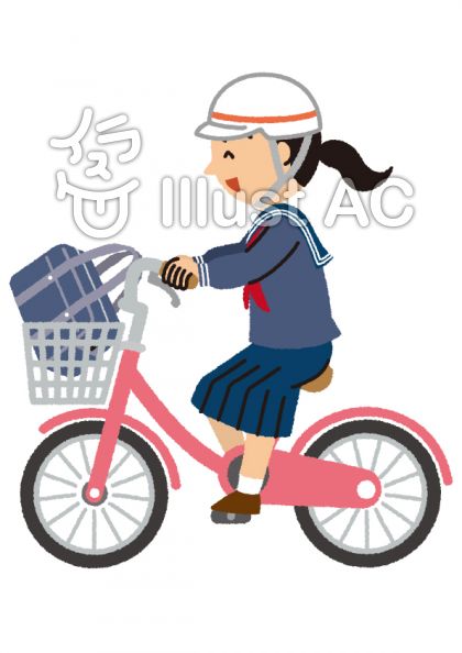 自転車に乗る女子学生イラスト No 1702945 無料イラストなら イラストac