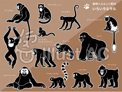 さるシルエットイラスト 無料イラストなら イラストac