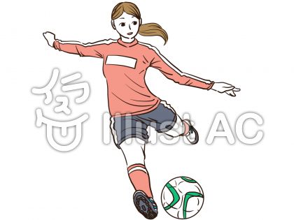 サッカーの試合でシュートする女性イラスト No 無料イラストなら イラストac