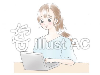 パソコンをする女の人イラスト No 無料イラストなら イラストac