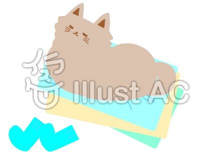 洗濯物タオルの上に乗る猫さんイラスト No 無料イラストなら イラストac